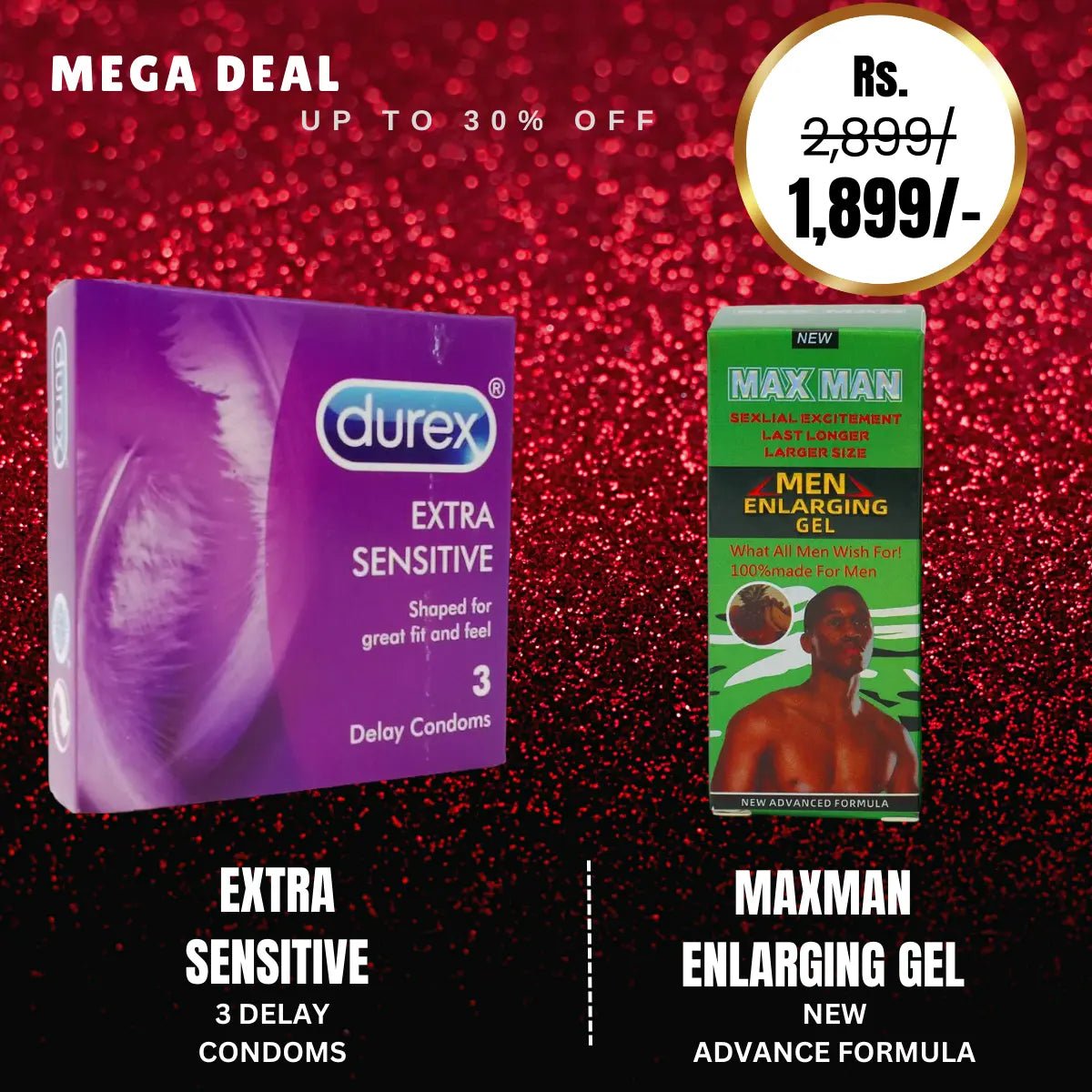 Durex Extra Sensitive Condom (Pack Of 3) + Max Man Enlarging Gel